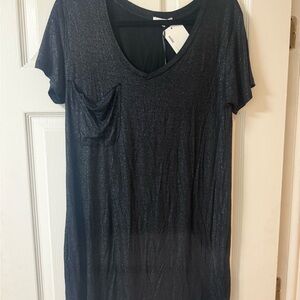 Z Supply Black Shimmer Short Sleeve Top